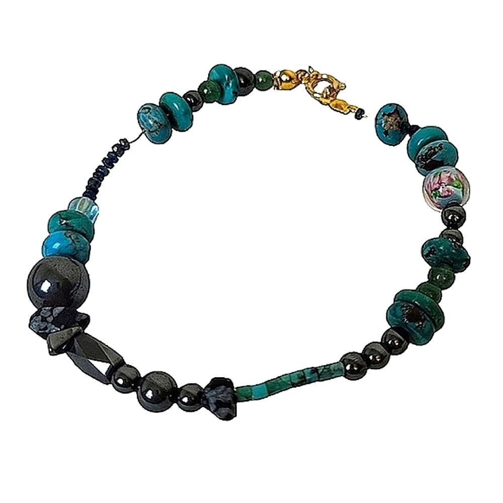 Hematite, Turquoise & Aventurine Healing Crystal Bracelet | Grounding